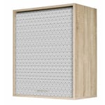 Beaux Meubles Pas Chers - Meuble Cuisine Chêne Façade Décor 2 Etagères Largeur 60 Haut 72 Prof 35 cm - Coloris Rideau: Hexagones Gris 521