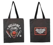 Konix Stranger Things Sac Tote Bag à longues poignées - 38 x 42 cm - 100% polyester - Motif Hellfire Club - Noir