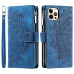 Iphone 12 Pro Case Vetoketjullinen Lompakko Kukkaro Kohokuvioitu Totem-suojus Crossbody-nauhalla