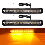 2x 12LEDS-LED-vilkkuvalo auton hätävaroitusvalot Strobe-varoitusvalot baari Moottoripyörän suuntavilkkutilan valo (keltainen)