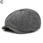 Retro Peaky Blinder Hat Newsboy Flat Cap Fiskbens Tweed Baker grey one-size