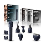 Panasonic MULTISHAPE ER-CKL2, ER-CDT1, ER-CNT1 & ER-CSF1 Bundle, Beard/Hair Trimmer, Detail Shave/Trim Head, Nose/Ear/Facial Trimmer & 3-Blade Electric Shaver Head, Rechargeable Li-ion Battery, Black