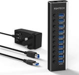 Powered USB 3.0 Hub RSHTECH Aluminum 10 Port USB 3.0 Data Hub with 12V/3A 36W &