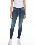 Replay women's jeans New Luz skinny fit Hyperflex with stretch, blue (Dark Blue 007), 33W / 32L