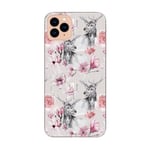 Coque Iphone 12 MINI renne fleur rose