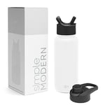 Simple Modern Botella de Agua con Pajita et Couvercle à Boire d'un Coup | Bouteille Thermos Isolée en Acier Inoxydable pour Sports et Gymnase | Summit Collection | 950ml | Winter White