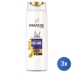 3x Pantene 3In1 Shampooing 225 Ml. Corpo&volume