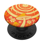 Trippy Orange 70s Boho Champignon Cottagecore Vibes PopSockets PopGrip Adhésif