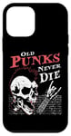 Coque pour iPhone 12 mini Old Punks Never Die - Skull Punk Rock Music Guitar Player