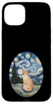 Coque pour iPhone 15 Plus Robe Nuit Étoilée et Robe Van Gogh Chat Orange Chat Roux