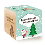 Feel Green Celebrations Ecocube Sapin de Noël avec Gravure au Laser Inscription en Allemand Charmante Noël Idée Cadeau Durable