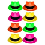 UV Floor - Lot De 12 Chapeaux Fluorescents S-M - Spéciale Lumière Noire et Ultra Violet - 4 Couleurs Vives - Accessoire Fluorescent - Plastique fin