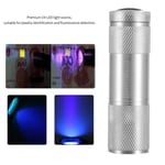 Lampe de poche UV 4,5 V 9 LED Mini Expert Jade Torch 365-400 nm pour détection de fluorescence Argent