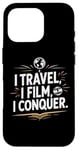 Coque pour iPhone 16 Pro I Travel I Film I Conquer Funny Vlogging Devise