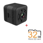 SQ29 Mini WiFi Caméra Vision Nocturne VGA 480p Hotspot Sans Fil Moniteur a Distance Téléphone App Détection de Mouvement DVR Caméscope Piege Photo, Carte Micro SD 32 Go