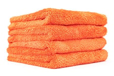 The Rag Company - Eagle Edgeless 500 - Professional Korean 70/30 Blend Super Plush Microfiber Detailing Towels, 500GSM, 16in x 16in, Orange (4-Pack)