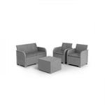 Salon De Jardin Avec Coffre De Rangement - R?Sine - Allibert By Keter - 4 Personnes - Sanremo - Gris