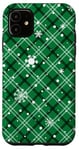 iPhone 11 Snowflakes Green Plaid Winter Christmas Pattern Case