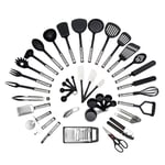 Xpork 40 Pcs Kitchen Utensils Set Food Grade Nylon Heat Resistant Kitchen Non-Stick Cooking Utensils Gadgets Tongs Spatula Spoon Baking Tools Ladle Spatulas Skimmer Spoon Tongs Whisk Grater