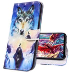 MRSTER Samsung A41 Étui à Rabat 3D Désign Portefeuille Housse [Magnétique] [Fonction Stand] [Porte Carte] PU Cuir Protection Coque pour Samsung Galaxy A41. CY Sunrise Wolf