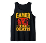 Funny Gamer till death Skeleton Hand Anatomy Humor Tank Top