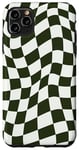 Coque pour iPhone 11 Pro Max Damier vintage à carreaux vert foncé et blanc