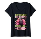 Womens Not Fragile Like A Flower Fragile Like A Bomb Feminist Women V-Neck T-Shirt