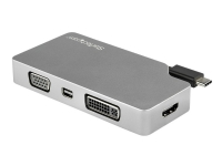 StarTech.com USB C Multiport Video Adapter with HDMI, VGA, Mini DisplayPort or DVI, USB Type C Monitor Adapter to HDMI 1.4 or mDP 1.2 (4K), VGA or DVI (1080p), Space Gray Aluminum Adapter - 4-in-1 USB-C Converter (CDPVDHDMDPSG) - Extern videoadapter - USB-C - DVI, HDMI, Mini DisplayPort, VGA - rymdgrå