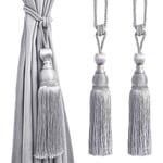 Rideau de tennis en fil d'or suspendu boule suspendue rideau d'oreille sangle de gland 2 gris argent - Forehill