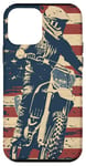 Coque pour iPhone 12 mini Bleu Bohème Rayé Motocross Drapeau Américain Dirt Bike