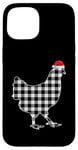 Coque pour iPhone 15 Chemise de Noël poulet noir et blanc Buffalo Plaid Pyjama