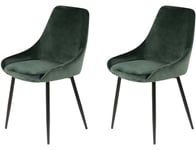 Chaise Lot de 2 chaises Bari Velour Vert sapin