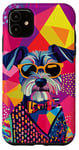 Coque pour iPhone 11 Figurine schnauzer miniature tendance et colorée Pop Art