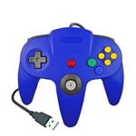 Bleu Manette De Jeu Filaire Usb N64 Pour Nintendo 64, Contrôleur, Joystick Pour Console Classique 64, Pour Ordinateur Mac Et Pc
