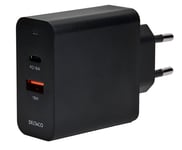 DELTACO USB-väggladdare med dubbla portar och PD 1x USB-A 1x USB-C PD 36 W svart