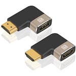 Duttek 8K HDMI Adapter,HDMI Left Angle and Right angle Adapter,HDMI 2.1 Connector support 8K@60Hz,4K@120Hz HDR,Dolby for Laptop,PC,Monitor,TV -2 Pack