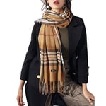 Gebell Women Tartan Scarf - Winter Plaid Blanket Scarves Long Soft Warm Tartan Check Scarfs Ladies Wool Spinning Tassel Shawl Stole UK