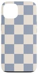 Coque pour iPhone 13 Motif damier bleu clair-gris et crème