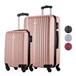 Slazenger Suitcase Set 2 Pieces / 3 Pieces - Trolley Hand Pack and Travel Suitcase Large - ABS Hard Case Set - Suitcase Set with 360° Wheels and Combination Lock - Trolley Suitcase, rosé, 2-Teilig,