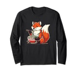 Cute Fox Eating Ramen Bowl Foxes Japanese Food Noodles Long Sleeve T-Shirt