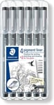 STAEDTLER ‎308 SB6P Pigment Liner Fineliner Pens with 6 count (Pack of 1) 