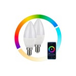 V-tac - Lot de 2 Ampoules led E14 Connectées 4,5W rgb + Variable 3000-6000K Compatible Google Home / Alexa smart VT-5114 fs - rgb + Variable