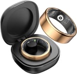 Bague Connectée Homme Femme Avec Compartiment De Chargement Portable, Smart Ring Sommeil/Fréquence Cardiaque/Spo2, 100+ Modes Sportifs, Ip68 Étanche Smartring Android Ios, Taille 12, Or