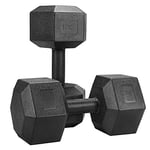 Yaheetech Lot de 2 Haltères Hexagone 2x5kg /7,5kg ou 10kg Dumbbell Musculation Fitness pour Homme et Femme en Fer et PVC Noir 10kg