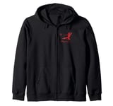 Bruce Lee Kung Fu Kick Red Print Zip Hoodie