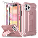 ORETECH Coque pour iPhone 11 Pro avec [2 Verre Trempé Protection écran] et [Support] Coque iPhone 11 Pro Antichoc 360 Anti-Rayure PC Rigide TPU Souple Etui pour iPhone 11 Pro Coque 5,8''Or Rose