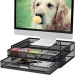 Black Metal Mesh Computer Monitor Stand for Desk Laptop Stand  Office Supply