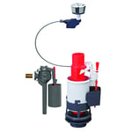 Wirquin 10723585 Chasse d'eau wc complète mécanisme wc double chasse MW2 & robinet flotteur à alimentation latérale Topy, gris et rouge