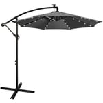 Parasol de Jardin Parasol Déporté 3M Exterieur avec éclairage Solaire LED pour Plage Terrasse, Piscine, Gris - Mondeer