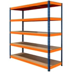 Rayonnage Garage S-Rax – Rangement Industriel Robuste & Ajustable 5 Étages 180 x 180 x 60cm – Capacité 300kg / étage – 100% sans boulons [Pieds en